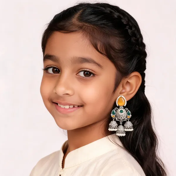 Yellow_Green_Stone_Silver_Oxidised_Brass_Jhumka_Earrings_For_Girls_And_Women