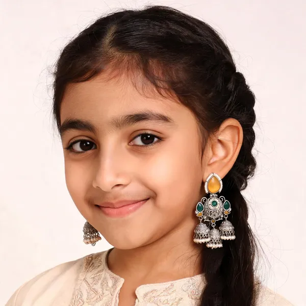 Yellow_Green_Stone_Silver_Oxidised_Brass_Jhumka_Earrings_For_Girls_And_Women