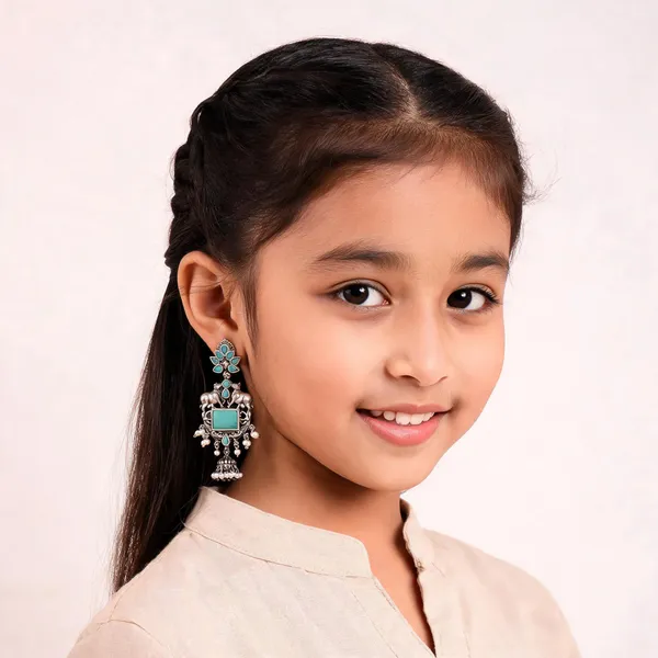 Silver_Turquoise_Oxidised_Elephant_Jhumka_Dangler_Earrings_For_Girls_And_Women