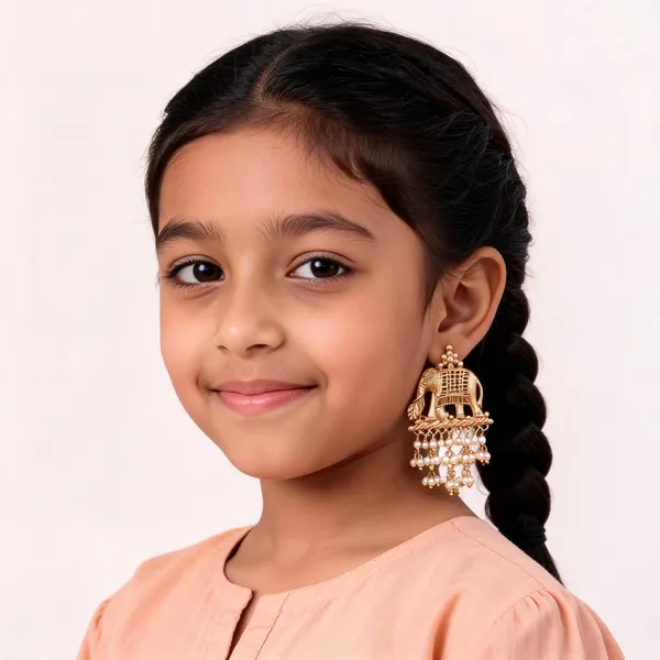 Gold_Tone_Elephant_Pearl_Brass_Jhumka_Earrings_For_Girls_And_Women