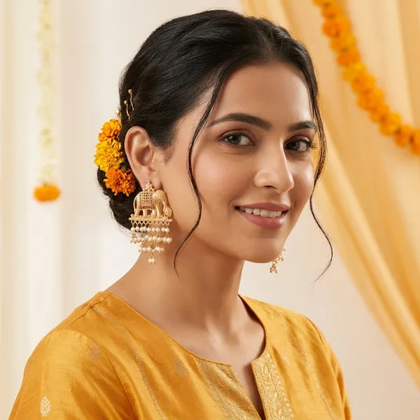 Gold_Tone_Elephant_Pearl_Brass_Jhumka_Earrings_For_Women