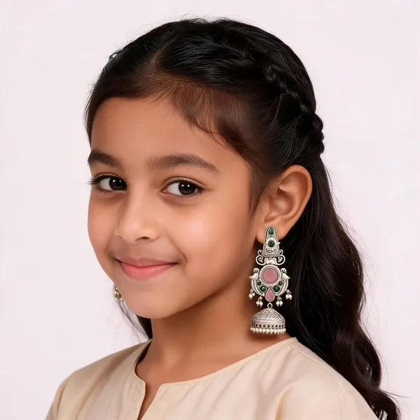 Silver_Pink_Stone_Traditional_Brass_Jhumka_Earrings_For_Girls_And_Women