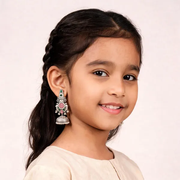 Silver_Pink_Stone_Traditional_Brass_Jhumka_Earrings_For_Girls_And_Women