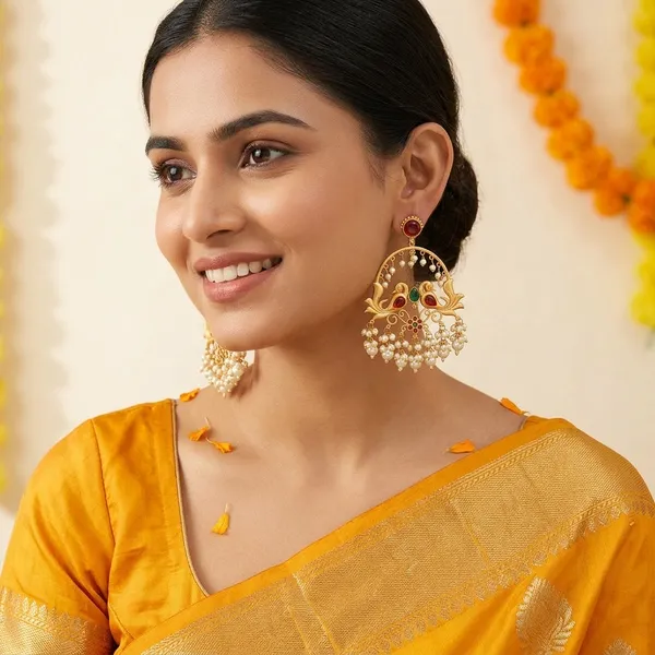 Gold_Tone_Peacock_Red_Green_Stone_Brass_Chandbali_Earrings_For_Women