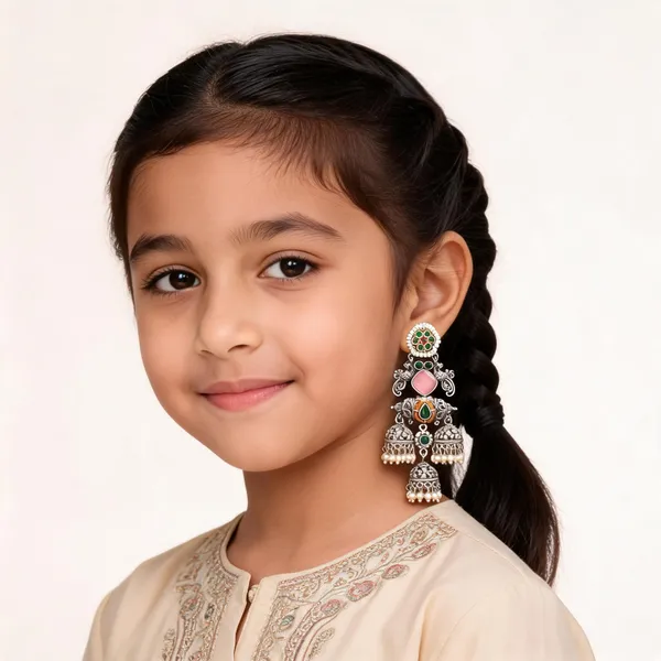 Silver_Oxidised_Multicolour_Stone_Jhumka_Earrings_For_Girls_And_Women