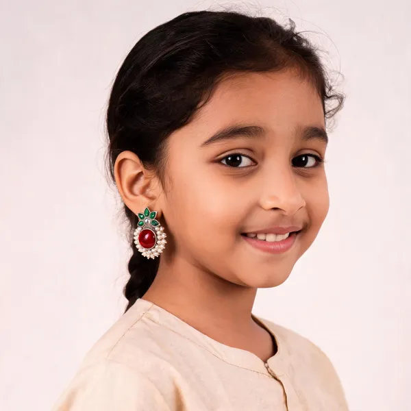 Red_Green_Stone_Pearl_Brass_Stud_Earrings_For_Girls_And_Women
