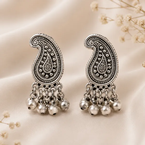 Silver_Tone_Paisley_Drop_Stud_Earrings_For_Women
