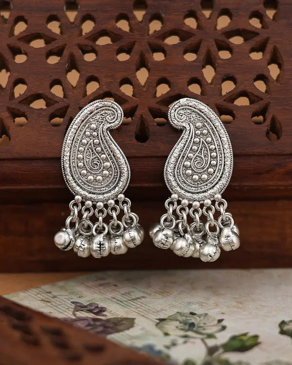 Silver_Tone_Paisley_Drop_Stud_Earrings_For_Women