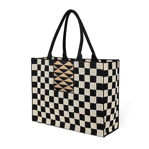 Glomex_Checkered_Knit_Tote_Bag