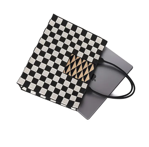 Glomex_Checkered_Knit_Tote_Bag