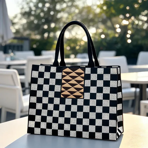 Glomex_Checkered_Knit_Tote_Bag