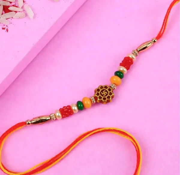 Multicolour_Beaded_Om_Motif_Rakhi_Set