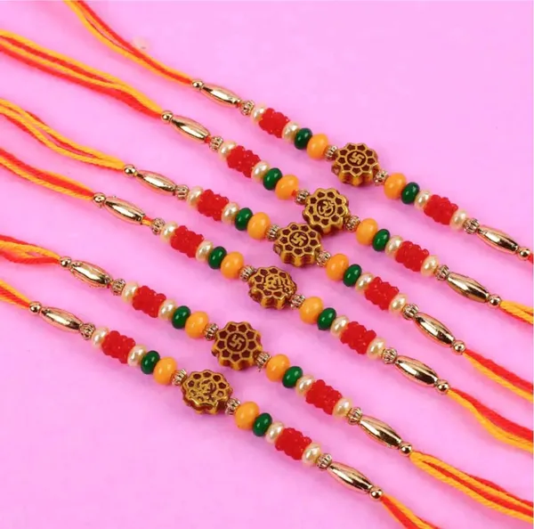 Multicolour_Beaded_Om_Motif_Rakhi_Set