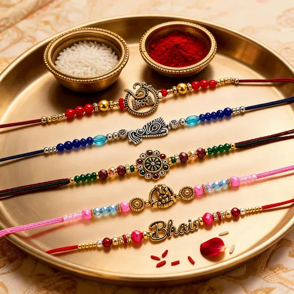Multicolor_Beads_And_Thread_Rakhi_(Pack_Of_6)