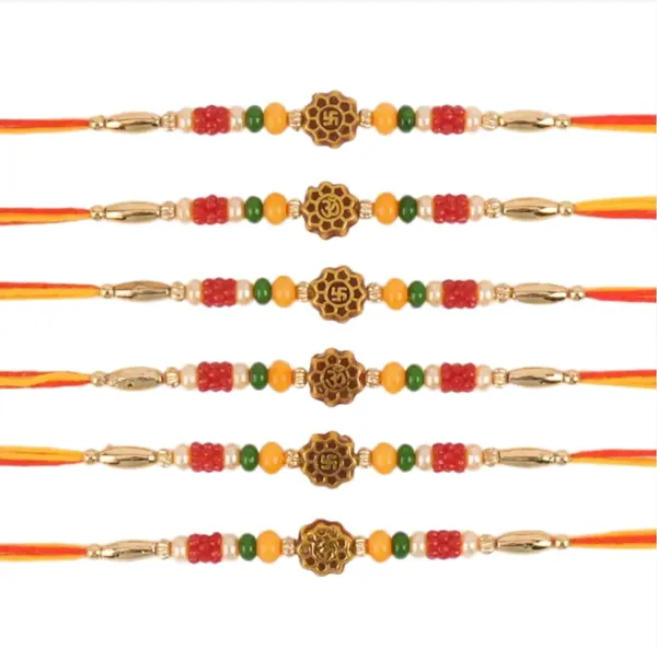 Multicolour_Beaded_Om_Motif_Rakhi_Set