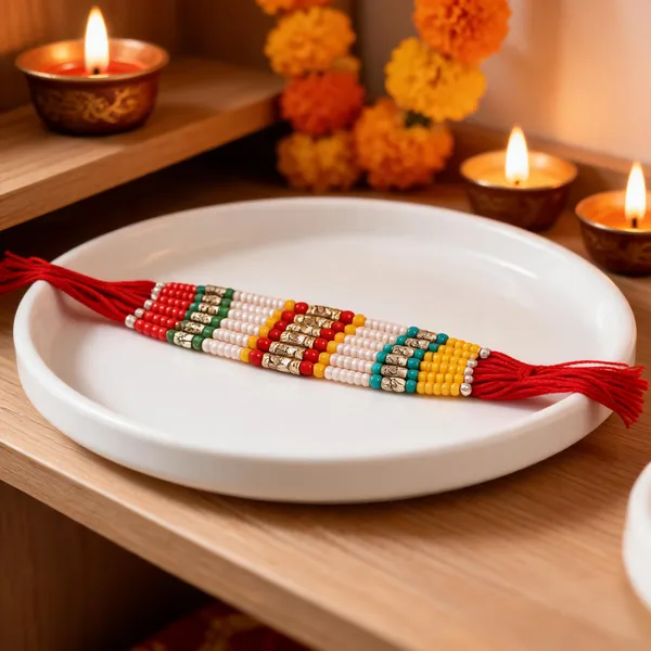 Multicolor_Beads_And_Thread_Rakhi_(Pack_Of_12)