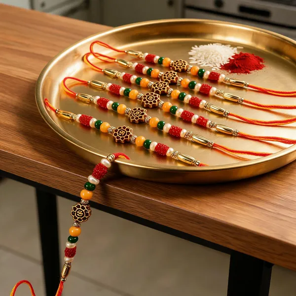 Multicolor_Beads_And_Thread_Rakhi_(Pack_Of_6)