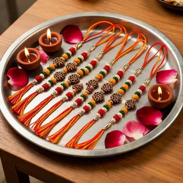 Multicolor_Beads_And_Thread_Rakhi_(Pack_Of_6)