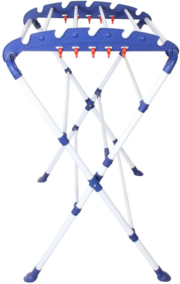 VERIXO_Steel_Floor_Cloth_Dryer_Stand_2_Layer_Foldable_Clothes_Drying_Stand_|_Anti_Rust_Steel_|_White_&_Blue_(2_Tier)