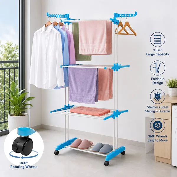 VERIXO_Steel_Floor_Cloth_Dryer_Stand_CDS-3T-001_(3_Tier)
