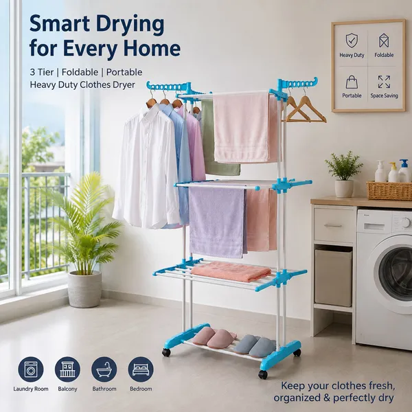 VERIXO_Steel_Floor_Cloth_Dryer_Stand_CDS-3T-001_(3_Tier)