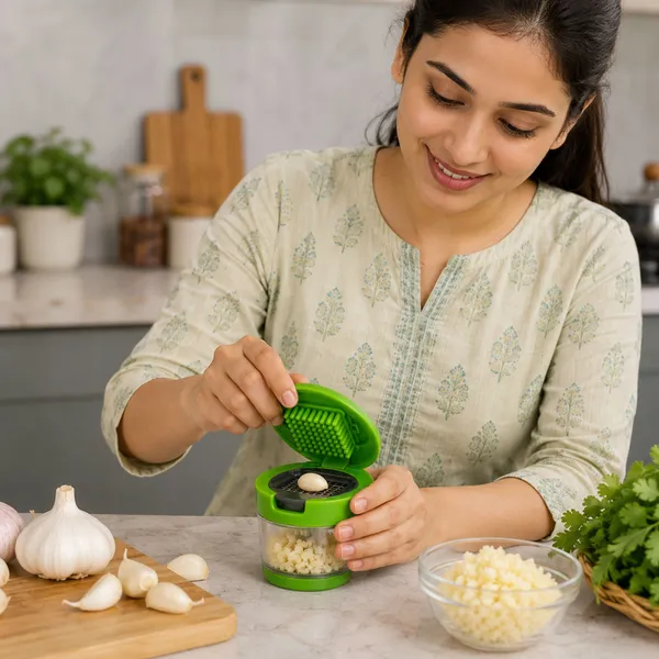 VERIXO_Verixo_Manual_Garlic_Chopper_&_Dicer_with_Stainless_Steel_Blades,_1_Pc,_Green_Garlic_Press_(Green)