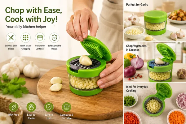 VERIXO_Verixo_Manual_Garlic_Chopper_&_Dicer_with_Stainless_Steel_Blades,_1_Pc,_Green_Garlic_Press_(Green)