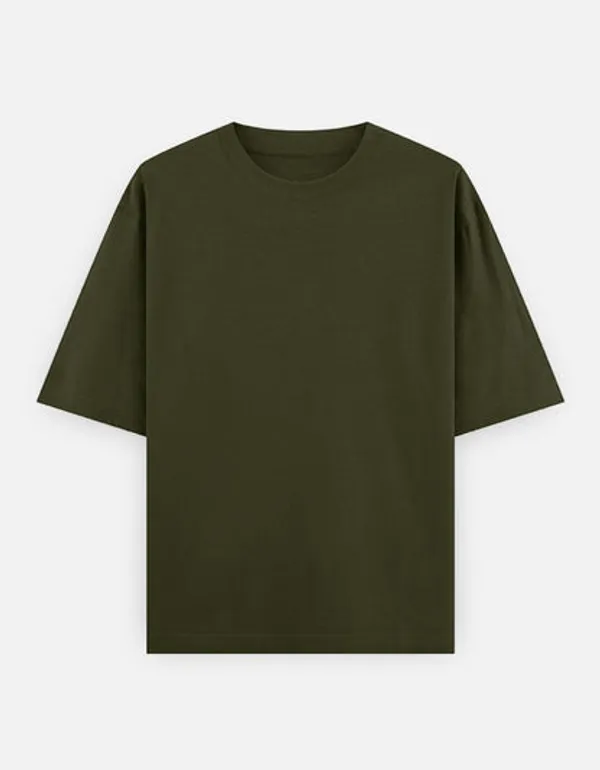 Bottle_Green_Cotton_Oversized_T-Shirt_For_Men