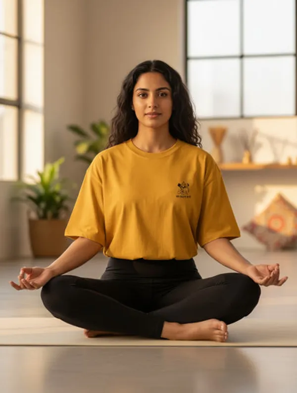 Mustard_Yellow_Cotton_Oversized_T-Shirt_For_Women