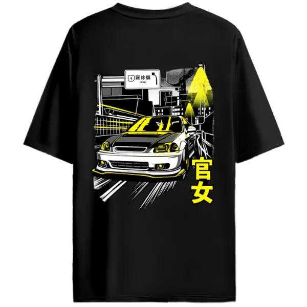 Honda_Civic_Coupe_Style_Yellow_Night_Run_Graphic_T-Shirt_-_Black