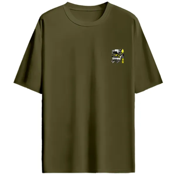 Honda_Civic_Coupe_Style_Yellow_Night_Run_Graphic_T-Shirt_-_Olive_Green