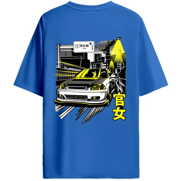 Honda_Civic_Coupe_Style_Yellow_Night_Run_Graphic_T-Shirt_-_Royal_Blue