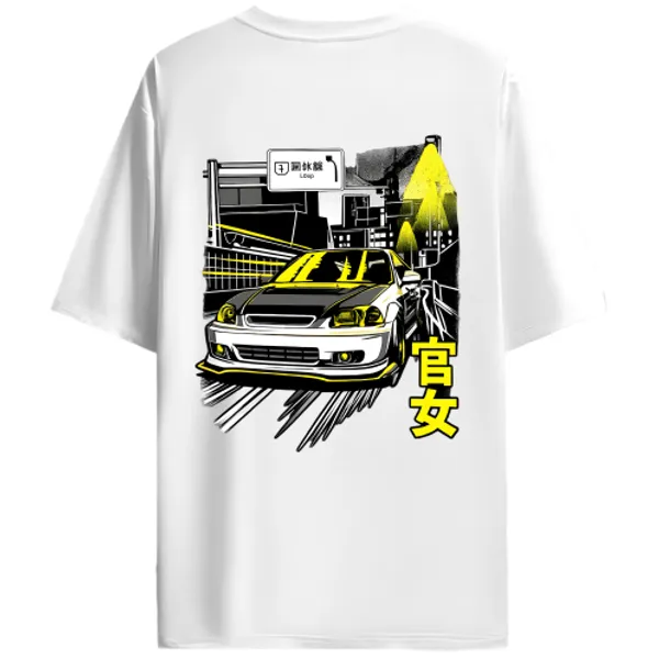 Honda_Civic_Coupe_Style_Yellow_Night_Run_Graphic_T-Shirt_-_White