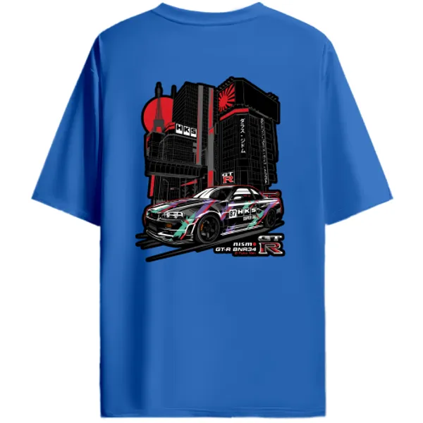 Nissan_Skyline_GT-R_R34_Tokyo_HKS_Livery_Graphic_T-Shirt_-_Royal_Blue