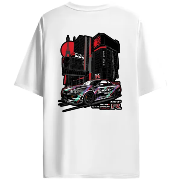 Nissan_Skyline_GT-R_R34_Tokyo_HKS_Livery_Graphic_T-Shirt_-_White