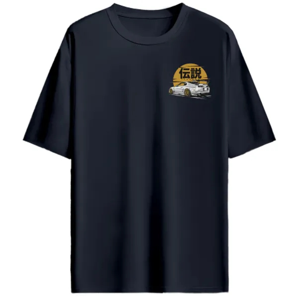 Toyota_Supra_A80_Golden_Sun_Legends_Graphic_T-Shirt_-_Navy_Blue
