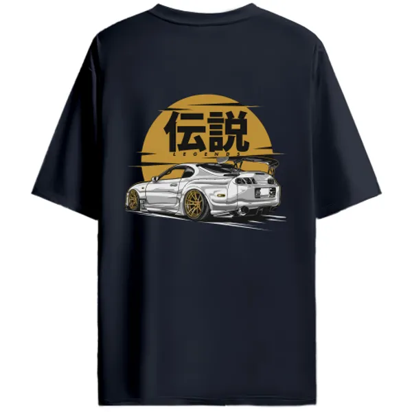 Toyota_Supra_A80_Golden_Sun_Legends_Graphic_T-Shirt_-_Navy_Blue
