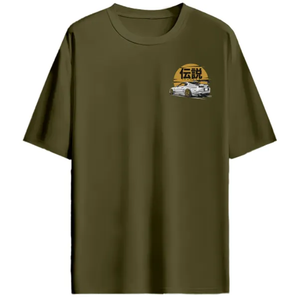 Toyota_Supra_A80_Golden_Sun_Legends_Graphic_T-Shirt_-_Olive_Green