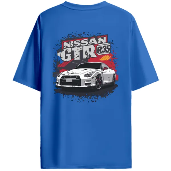 Nissan_GT-R_R35_Red_Grunge_Graphic_T-Shirt_-_Royal_Blue