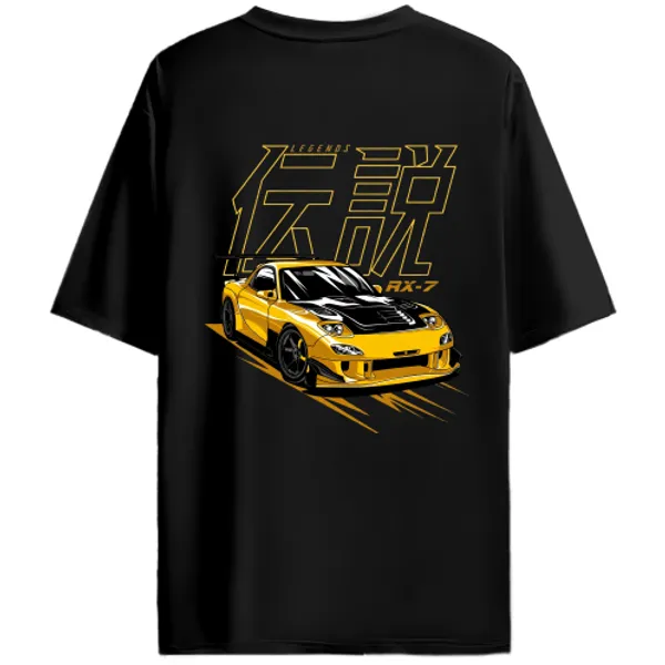 Mazda_RX-7_FD_Yellow_Legends_Graphic_T-Shirt_-_Black