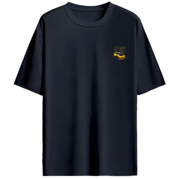 Mazda_RX-7_FD_Yellow_Legends_Graphic_T-Shirt_-_Navy_Blue
