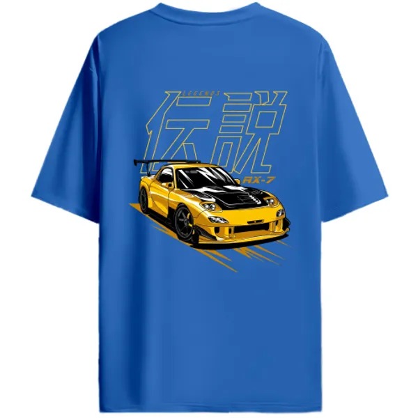 Mazda_RX-7_FD_Yellow_Legends_Graphic_T-Shirt_-_Royal_Blue