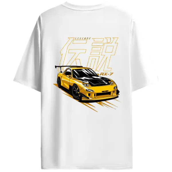 Mazda_RX-7_FD_Yellow_Legends_Graphic_T-Shirt_-_White