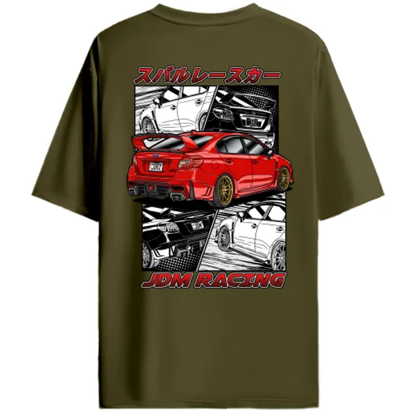 Subaru_WRX-Style_Sedan_JDM_Racing_Manga_Graphic_T-Shirt_-_Olive_Green