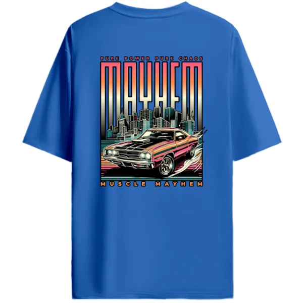 Classic_American_Muscle_Car_Muscle_Mayhem_Graphic_T-Shirt_-_Royal_Blue