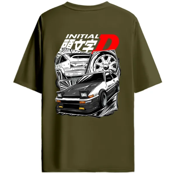 Toyota_AE86_Sprinter_Trueno_Initial_D_Manga_Graphic_T-Shirt_-_Olive_Green