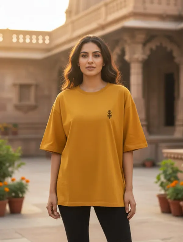 Mustard_Yellow_Cotton_Oversized_T-Shirt_For_Women