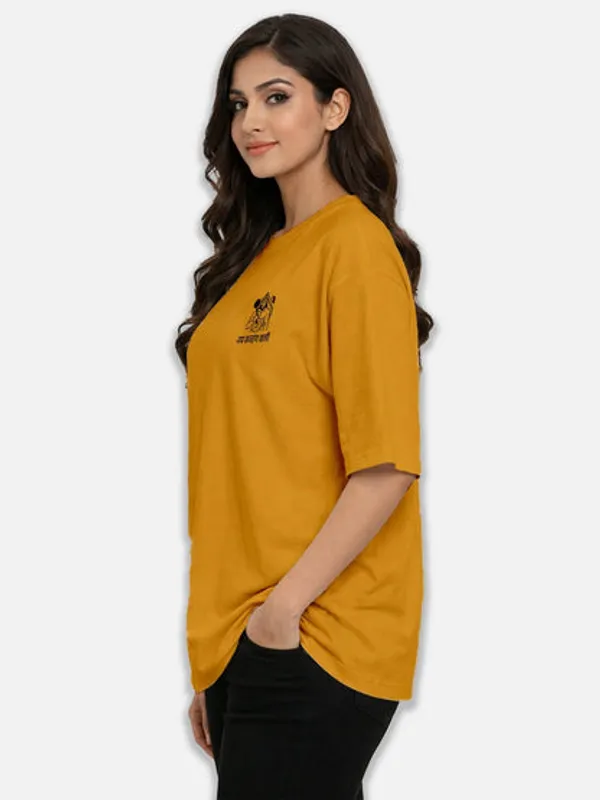 Mustard_Yellow_Cotton_Oversized_T-Shirt_For_Women