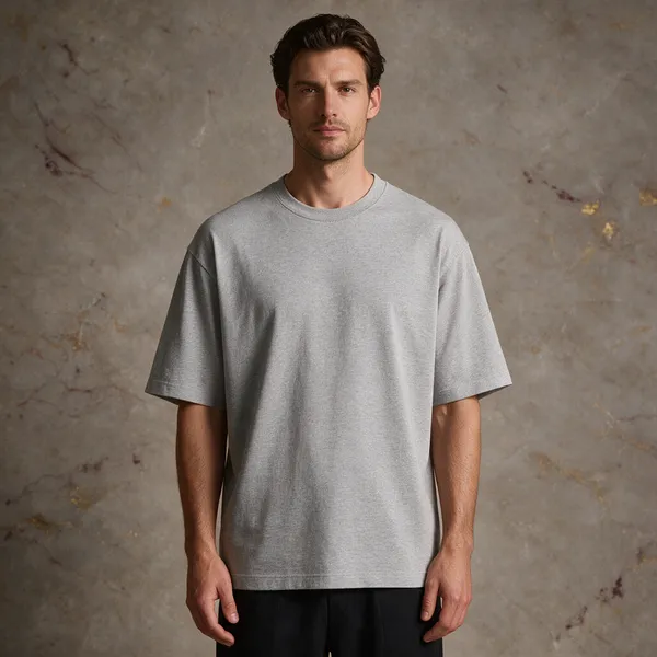 Melange_Grey_Cotton_Oversized_T-Shirt_For_Unisex