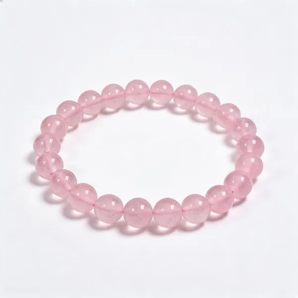 Pink_Rose_Quartz_Crystal_Beaded_Bracelet_For_Unisex